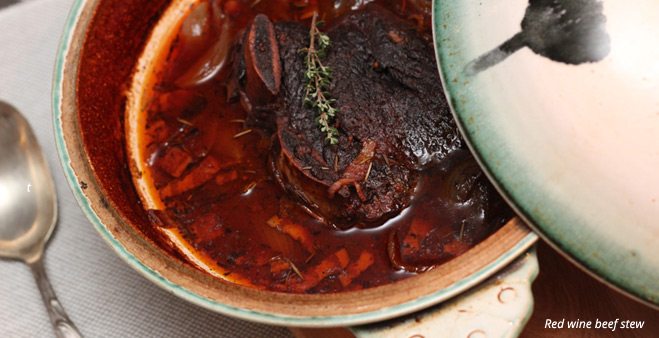 Red wine beef stew